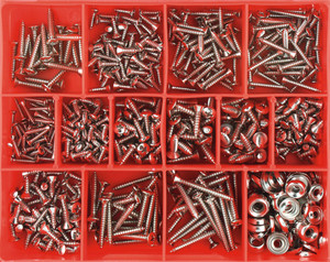 Order In - Champion Fasteners Self-Tapping Screw Kit - Raised & Pan Head - Phillips - Steel - Nickel Plated - 4 to 10G - 540 Pieces - CA540 - Champion