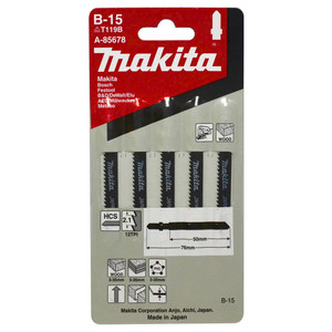 Makita B-15 50mm HCS Jigsaw Blades - Wood/Plywood/PVC 12TPI - 5 Pack