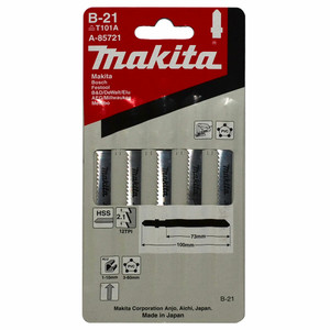 Makita B-21 73mm HSS Jigsaw Blades - PVC/Aluminium 12TPI - 5 Pack