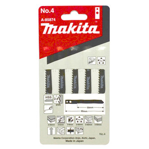Makita No. 4 59mm HSS Jigsaw Blades (Old Type) - Wood/Aluminium/Metal 9TPI - 5 Pack