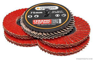 Geiger Q"Lock Ceramic Flap Disc Pk 75mm 120 Grit - AB22013F120CP