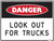 Order In - PROSAFE Construction Sign - Danger - Look Out For Trucks - Polypropylene - 600mm x 450mm