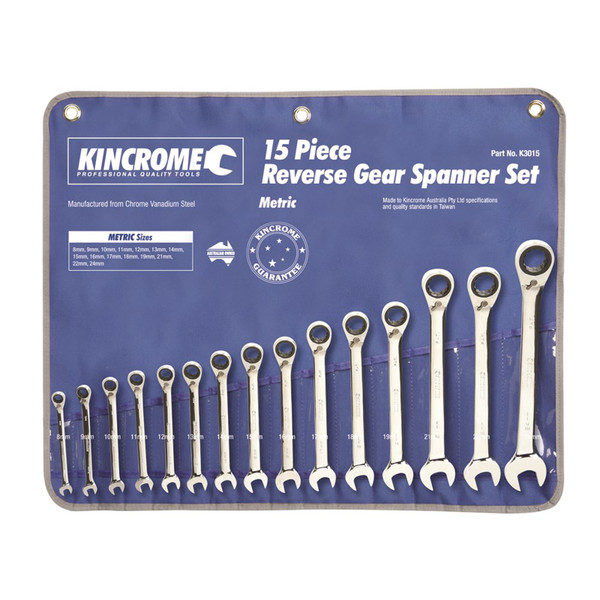 Kincrome Gear Wrench Set Metric 15 Piece - K3015