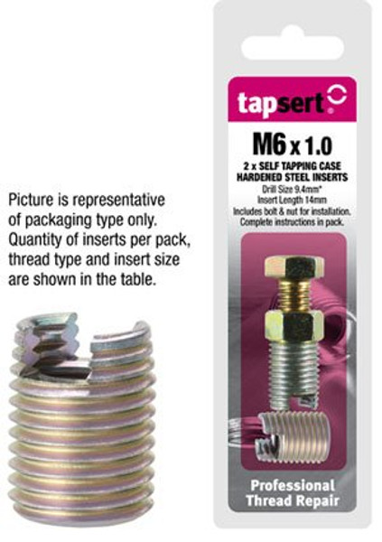 Tapsert Steel Insert Case Hardened Kit Range - 3920P