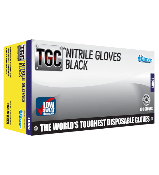 TGC Black Nitrile Disposable Gloves Medium - 160002