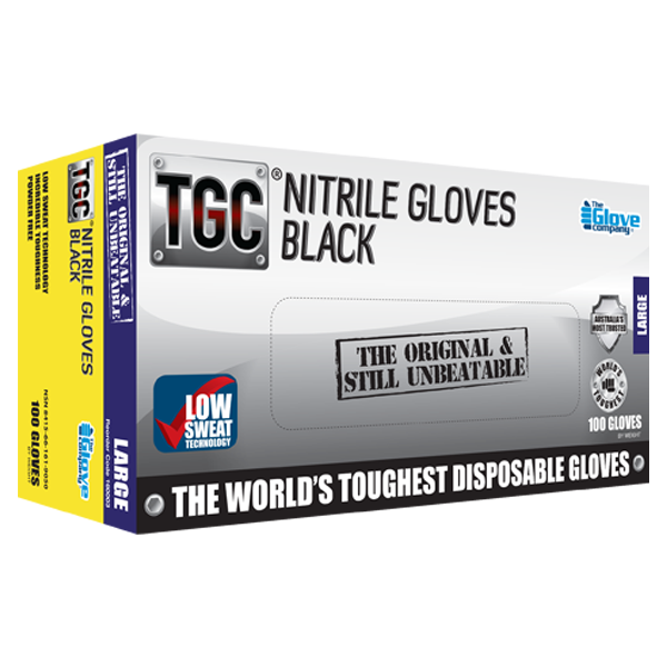 TGC Black Nitrile Disposable Gloves Large - 160003
