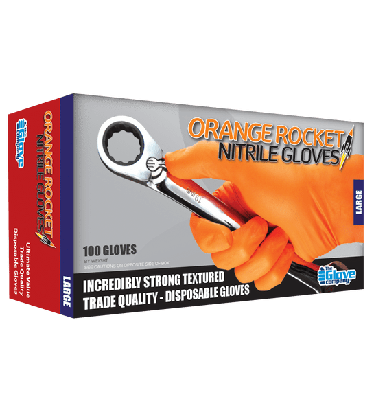 TGC Orange Rocket Nitrile Disposable Gloves Medium - 130032