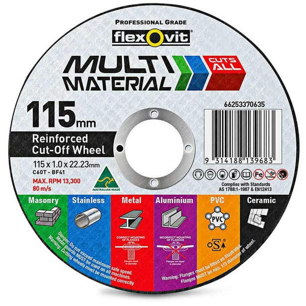 Flexovit 115x22mm Multi-Material Cutting Disc - 66253370635