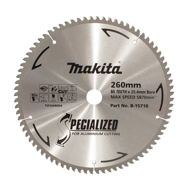 Makita Aluminium TCT Saw Blade 260mm X 25.4 X 80t - Mitre - B-15718