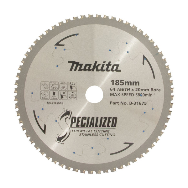 Makita Specialized Saw Blade Metal TCT 64T 185mm - B-31675