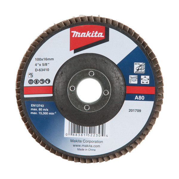 Makita 100mm ECONOMY FLAP DISC 80# ALUM. OXIDE - D-63410