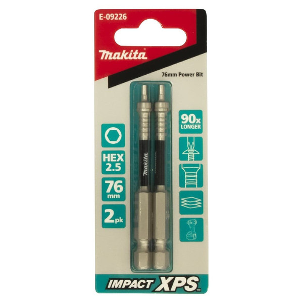Order In - Makita Impact XPS Hex2.5x75mm Power Bit 2Pk - E-09226