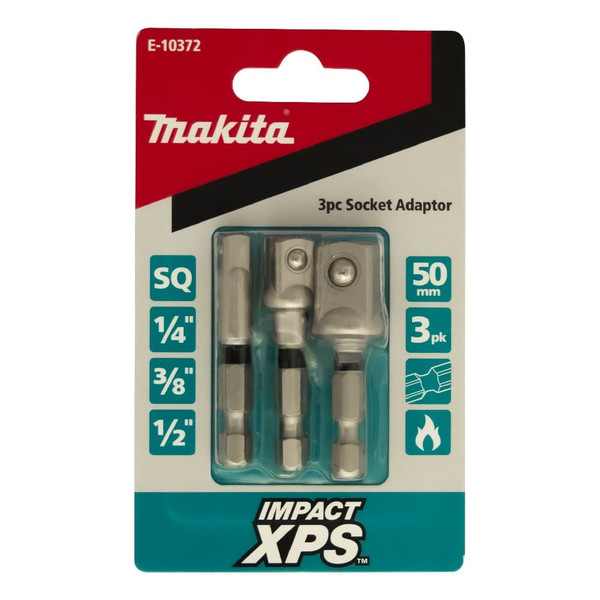 Makita Impact XPS Mixed 50mm Socket Adapter 3Pk - E-10372