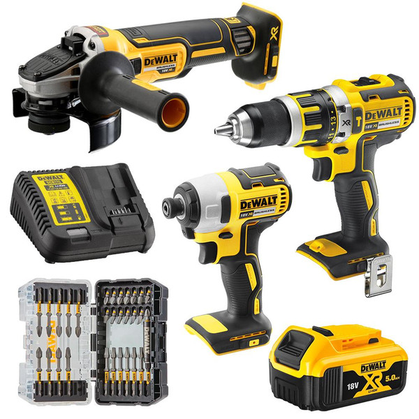 DeWalt 18V 5.0Ah XR Li-ion Cordless Brushless 3pce Combo Kit with Impact Screw-driving Set