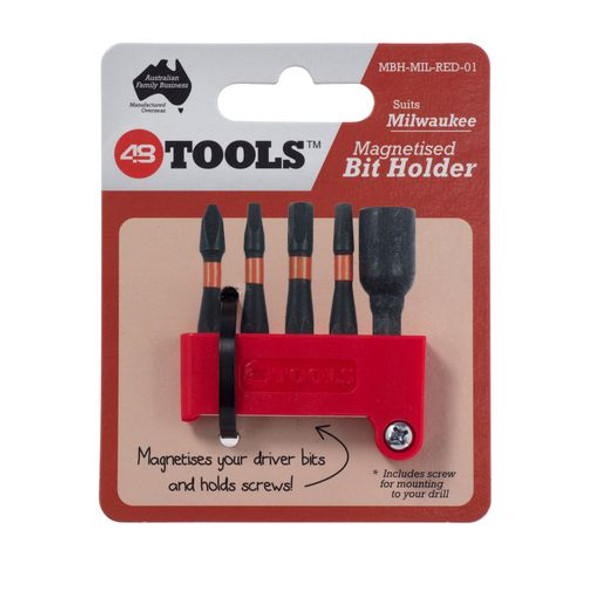 48 Tools Magnetic Bit Holder suits Milwaukee Tools - MBH-MIL-RED-01