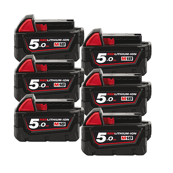 Milwaukee M18™ REDLITHIUM™-ION™ 5.0 Ah Extended Capacity Battery 6 Pack - M18B56