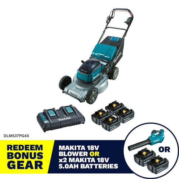 Order In - Makita 18Vx2 Brushless Self-Propelled Lawn Mower 534mm (21") Kit - Aluminium Deck - DLM537PG4X