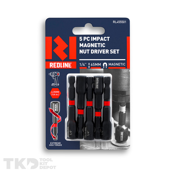 Redline Impact Nut Driver 1/4" 65mm 5 Pack - RL455501