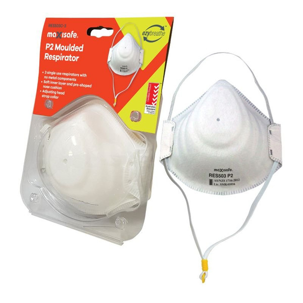 Maxisafe Dust Mask P2 Moulded 3 Pack - RES503C-3