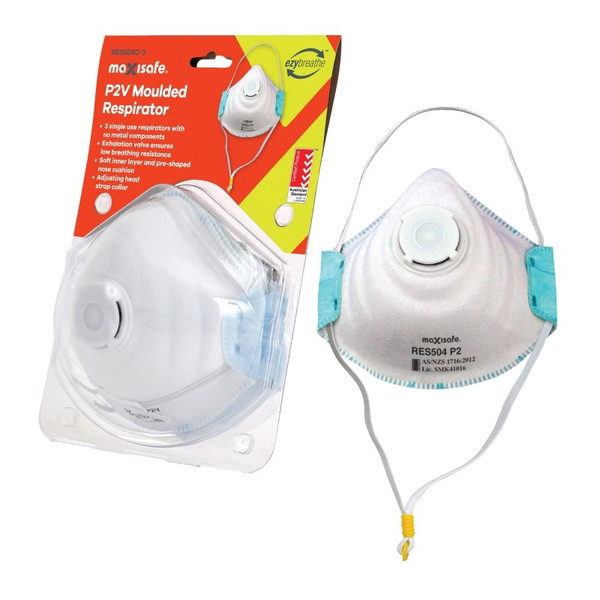 Maxisafe Dust Mask P2 w. Valve 3 Pack - RES504C-3