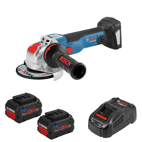 Bosch GWX 18V-10C 125mm Brushless Side Switch X-LOCK Grinder Kit - 0615990M0H