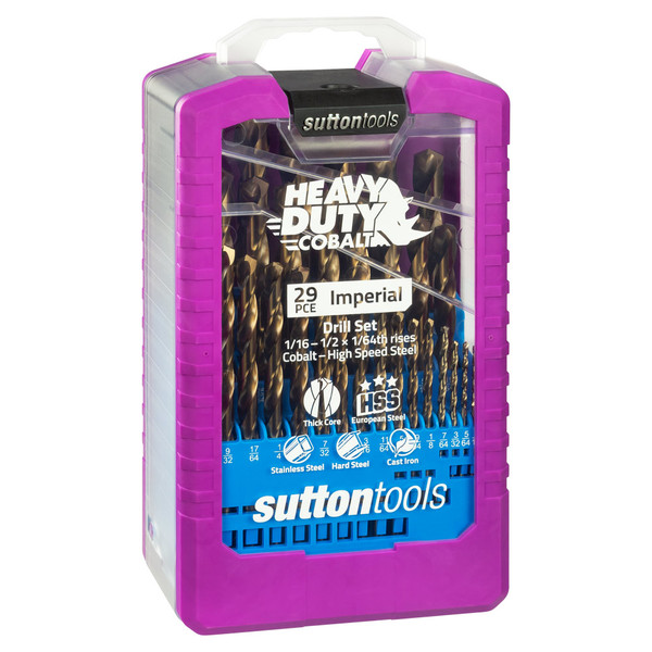 Sutton HD COBALT Drill Bit Set HSS 1/16"-1/2"29Pce - D109S3