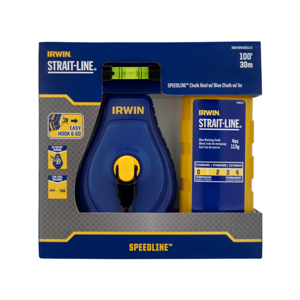 Irwin STRAIT-LINE® Reel Blue with Chalk & Line Level - IWHT48442BCLL-0