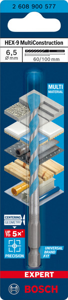 Bosch Expert HEX-9 Drill Bit Multi Construction 6.5 x 60 x 100 mm - 2608900577 Bosch Expert HEX-9 Drill Bit Multi Construction 6.5 x 60 x 100 mm - 2608900577
