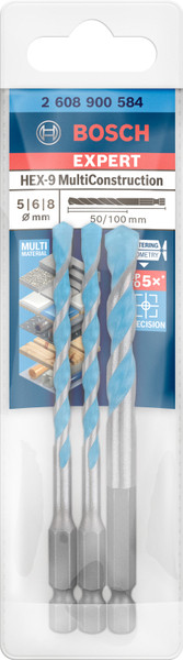 Bosch Expert HEX-9 Drill Bit Set Multi Construction 3 piece - 2608900584