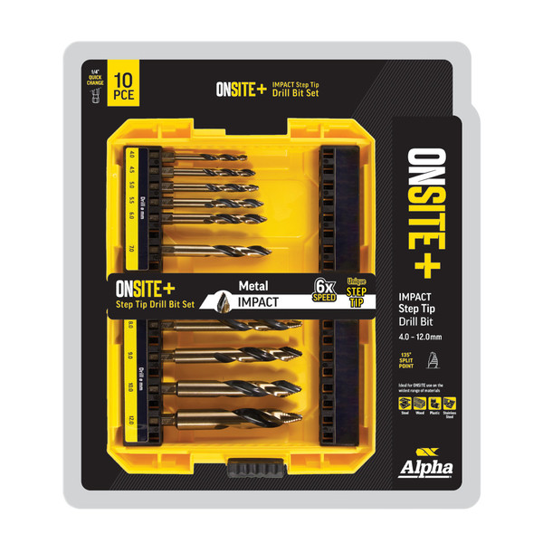 Alpha Onsite Plus Step Tip Drill Set Impact 4-12mm 10 Piece  - SM10ST