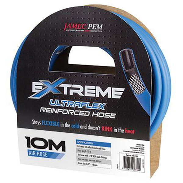 Jamec Pem 10m x 10mm 1/4Bsp Fitted Ultraflex Air Hose - 56.3134