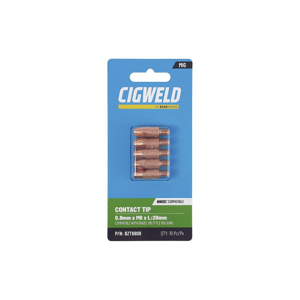 Cigweld Contact Tip 0.8mm Binzel M6 28mm Pack 10 - BZT6808