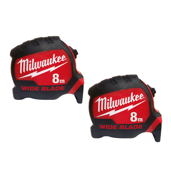 Milwaukee Tape Measure Wide 8m 2 Pack - 48220001DPH