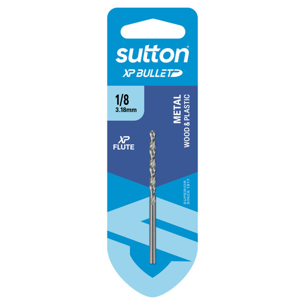 Sutton XP Bullet Drill Bit HSS Jobber 1/8in Carded - D220H0318