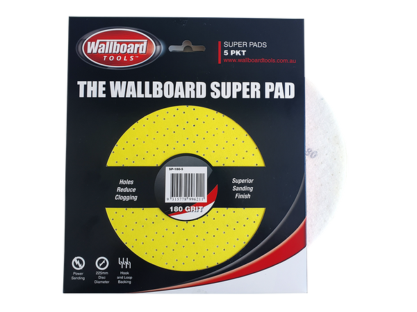 Wallboard Plaster Sanding Discs 225mm 180 Grit Velcro 5 Piece - SP-180-5
