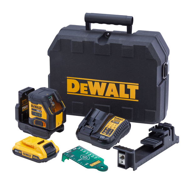 DeWalt COMPACT Cross Line Laser Green Beam 18V Kit - DCLE34021D1-XE