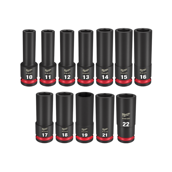 Milwaukee SHOCKWAVE™ Impact Socket 6-Point Deep 1/2" 12 Piece Metric Set - 49667054