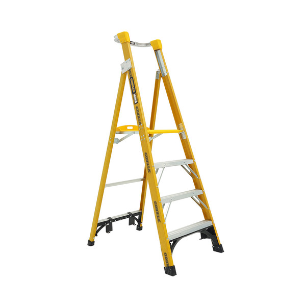 Order In - Gorilla Platform ladder Fibreglass 1.2m (4ft) Fibreglass Aluminium 180kg Heavy Duty Industrial - FPL004-HD