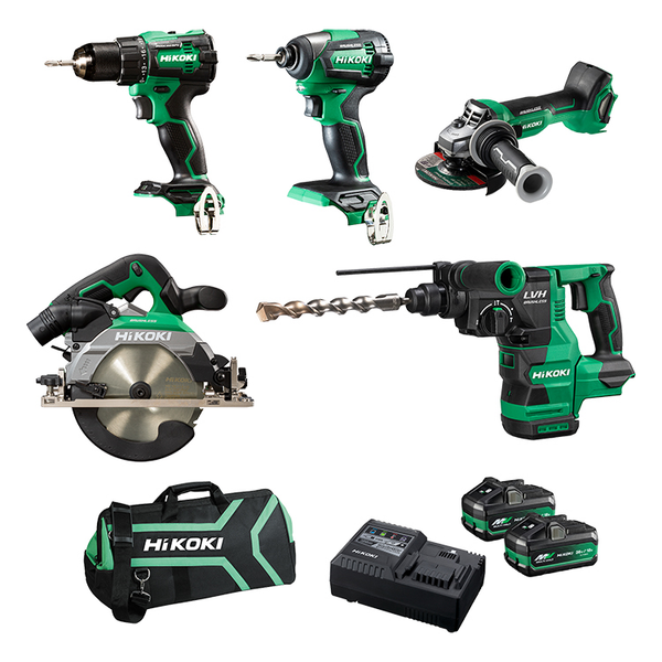 Hikoki 5 Piece 18V Brushless Combo - KC18D5P2(HRZ)