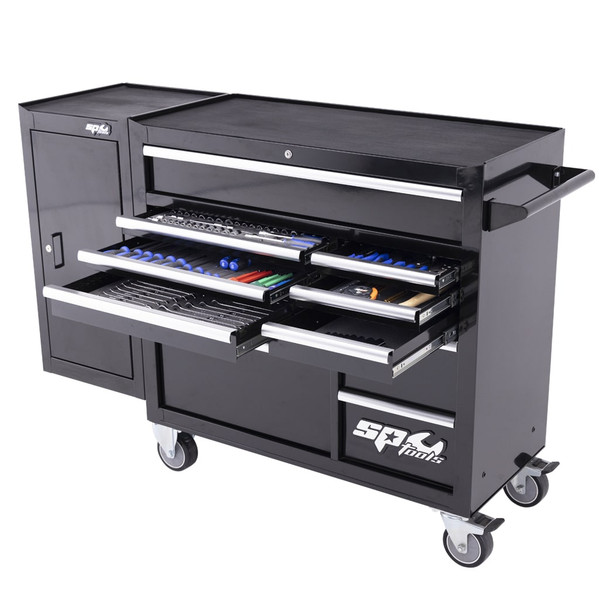 SP Tools Custom Series Roller Cabinet Tool Kit with Side Cabinet - 238pc - Metric/SAE - Black - SP50626