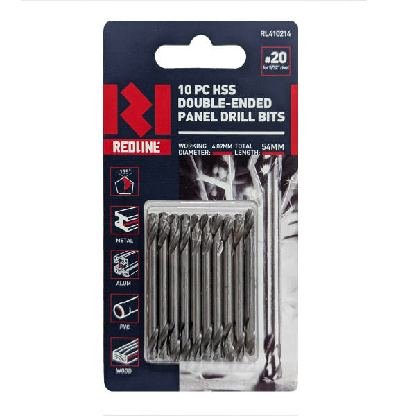 Redline HSS D/End Panel Drill Bits 10Pcs 20x54mm - RL410214