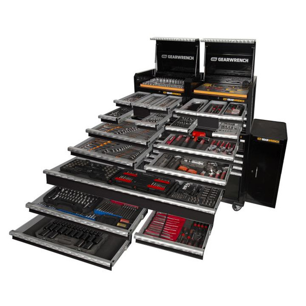 Order In - Gearwrench Combination Tool Kit 638 Piece + 28" Chests (x2) + 58" Trolley + Side Cabinets (x2) - 77021