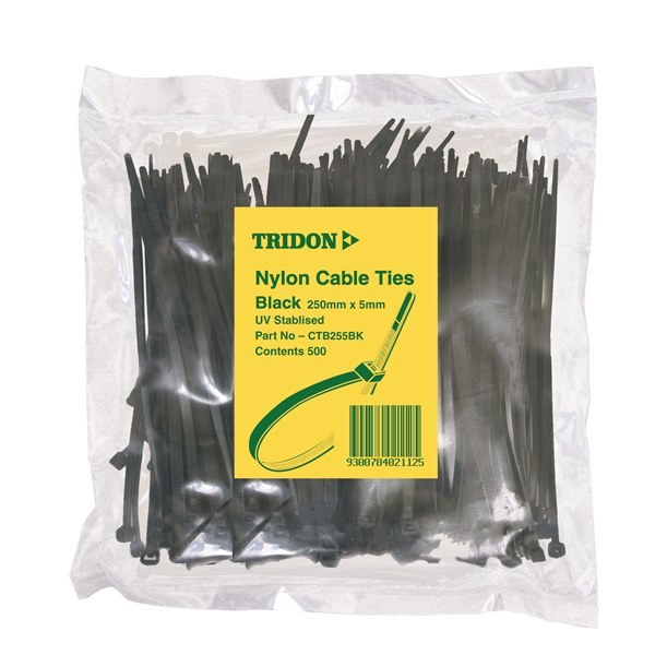 Order In - Tridon Cable Tie Black 250x5mm Pk500 - CTB255BK