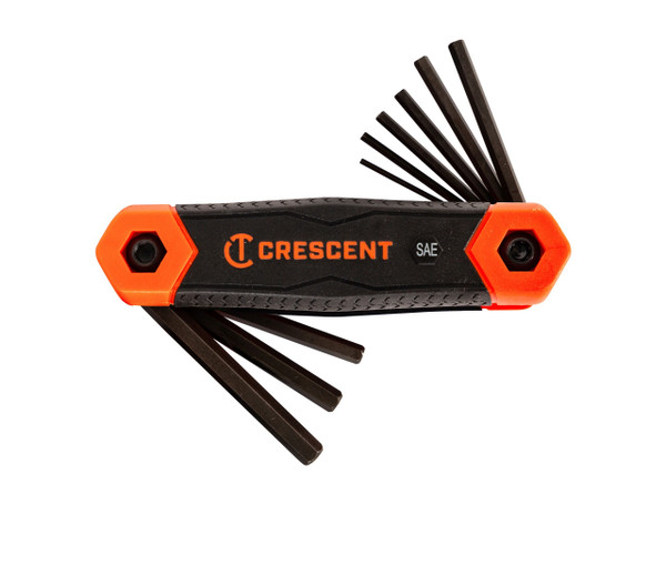 Crescent 9 PC Folding SAE Hex Dual Material Key Set - CHKFSAE9
