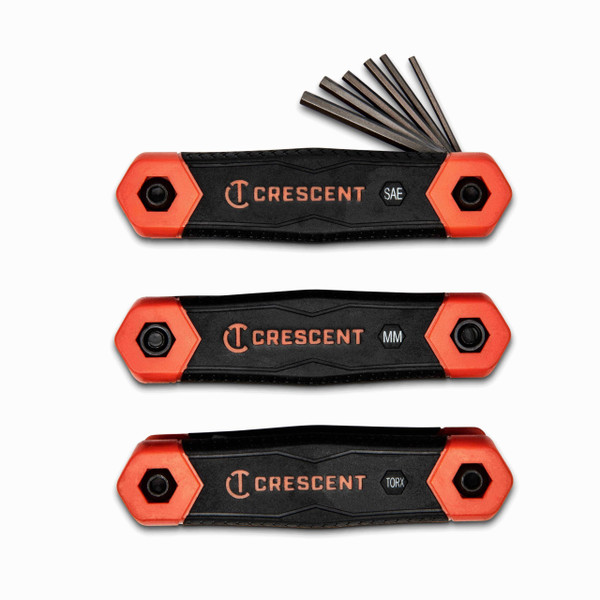 Crescent 3 Pc Folding Dual Material Key Set Metric/SAE/Torx - CHK3PC