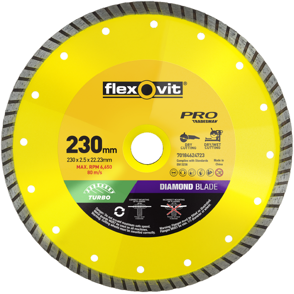 Flexovit Turbo Diamond Blade For General Purpose Cutting 230mm - 70184624723