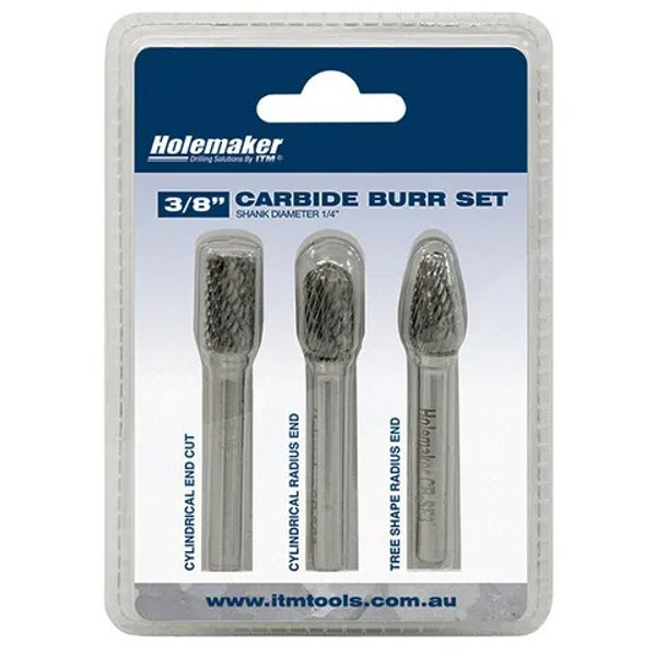ITM Holemaker Carbide Burr Set  Blister Pack 3PCE SB3, SC3, SF3 - CB-SET-03