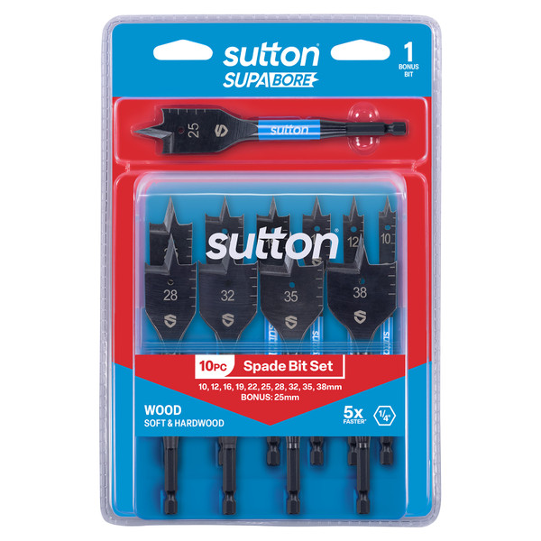 Sutton SupaBore Spade Bit Set 10-38mm 10 Piece - D501SS10