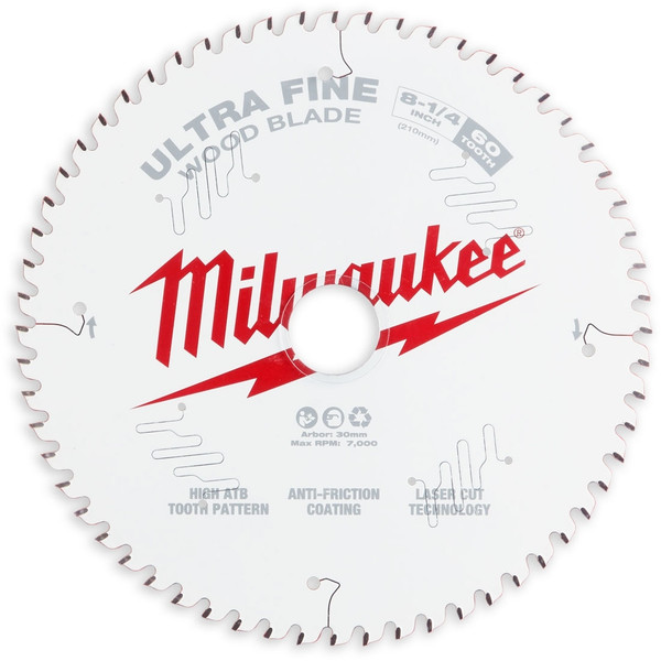 Milwaukee 210mm (8 1/4") Ultra Fine 60T Circular Saw Blade - 48408824