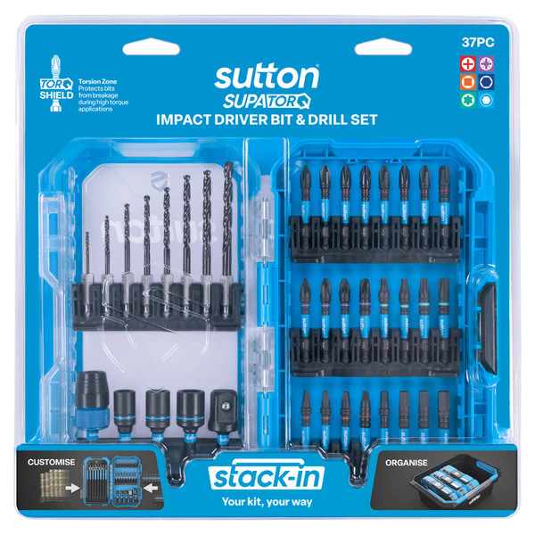 Sutton SupaTorq Stack-In Screwdriver and Impact Drill Set 37 Piece - S251S37A